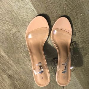 Clear Chunky Heeled Ankle Strap Sandals